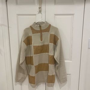 Syllables sweater (suede details) XL tan/beige color - made in Korea